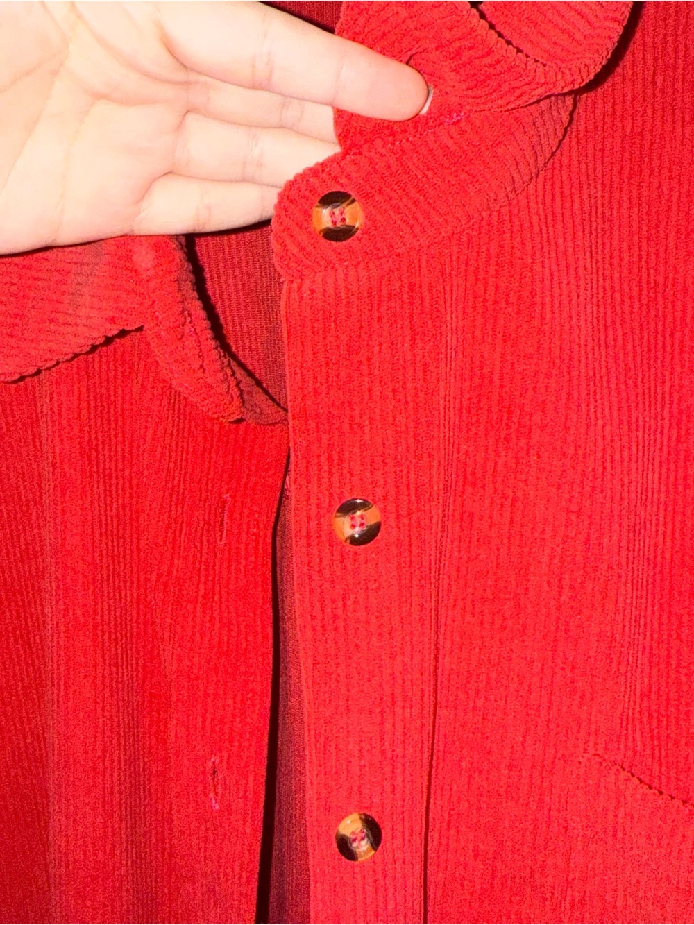 Women's Red Corduroy Button-Front Jacket